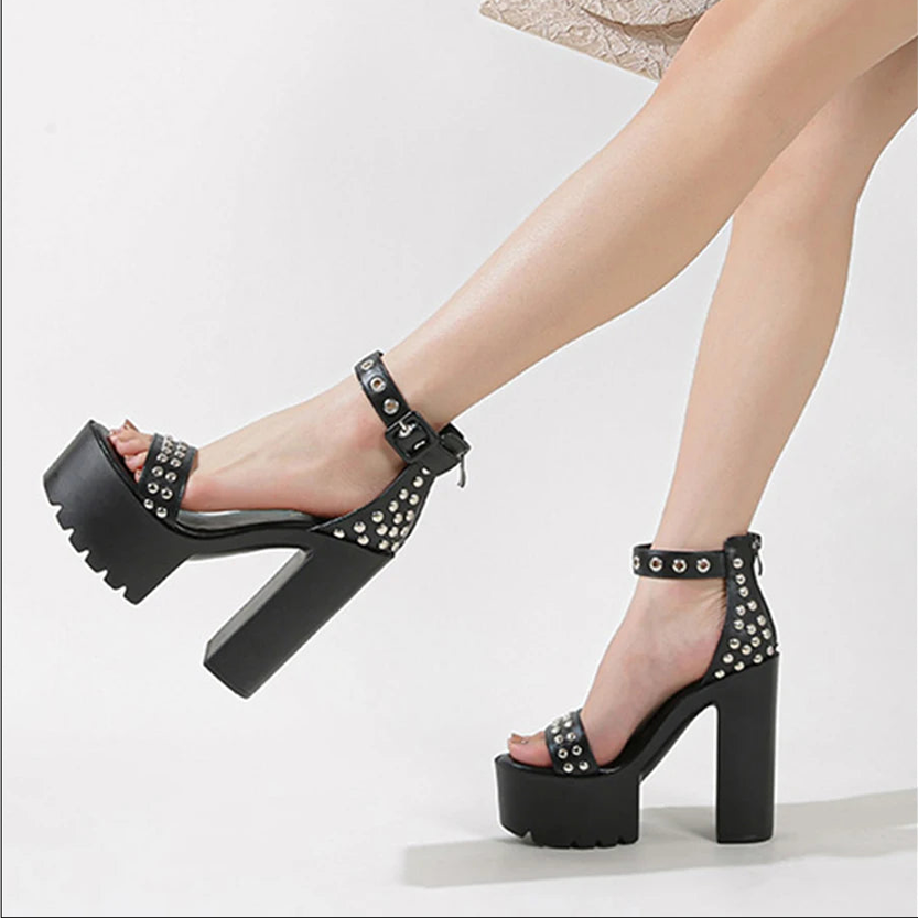 Funki Findz | Shoes | Women's Goth Rivet Dress Platform Sandal