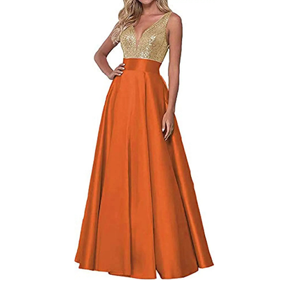 Funki Findz | Dresses | Women's Satin Sequin Evening Dress