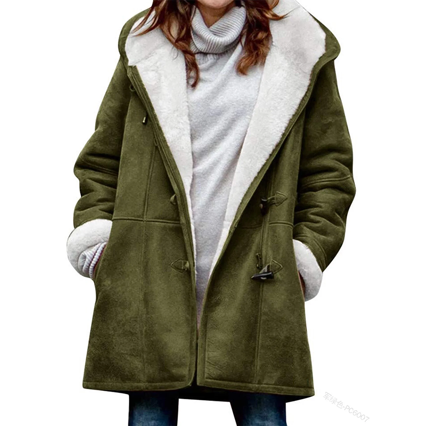 Funki Findz | Jacket | Women's Thick Fleece Hooded Long Coat