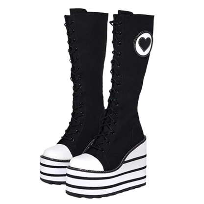Funki Findz | Boots | Women's Canvas Platform Wedge Sneakers