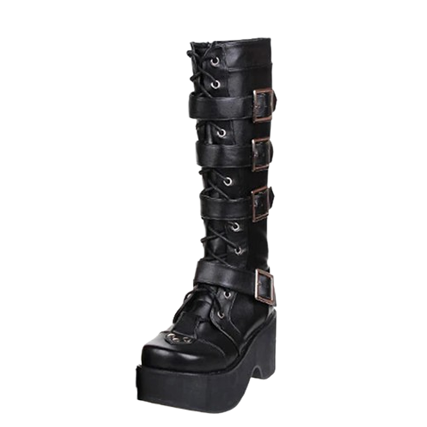 Funki Findz | Boots | Women's Gothic Punk 4 Strap Platform Boot