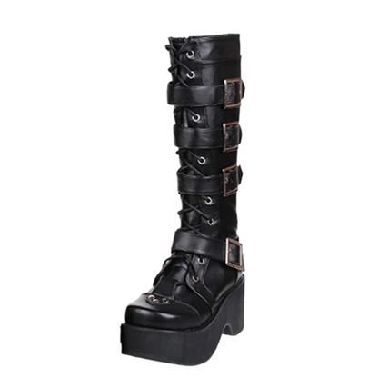 Funki Findz | Boots | Women's Gothic Punk 4 Strap Platform Boot