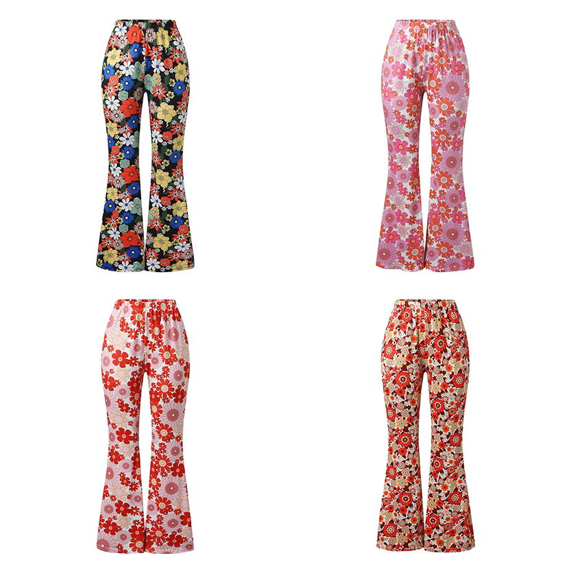 Funki Findz | Pants | Women's Funky Floral Boho Flared Trousers