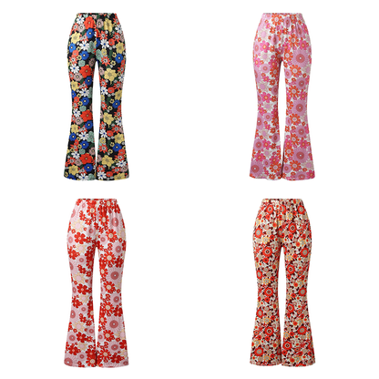 Funki Findz | Pants | Women's Funky Floral Boho Flared Trousers
