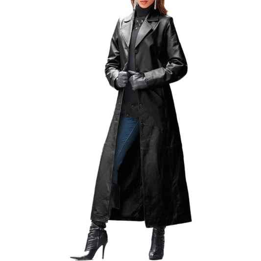 Funki Findz | Jackets | Women's Long Faux Leather Trench Coat