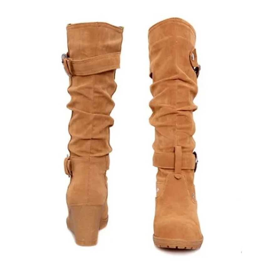 Funki Findz | Boots | Women's Mid-Calf Suede Wedge Stud Boot
