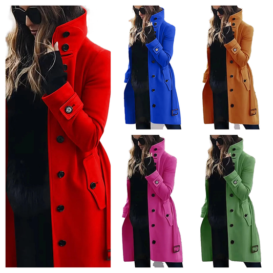 Funki Findz | Jackets | Women's Wool Blend Stand Collar Coat