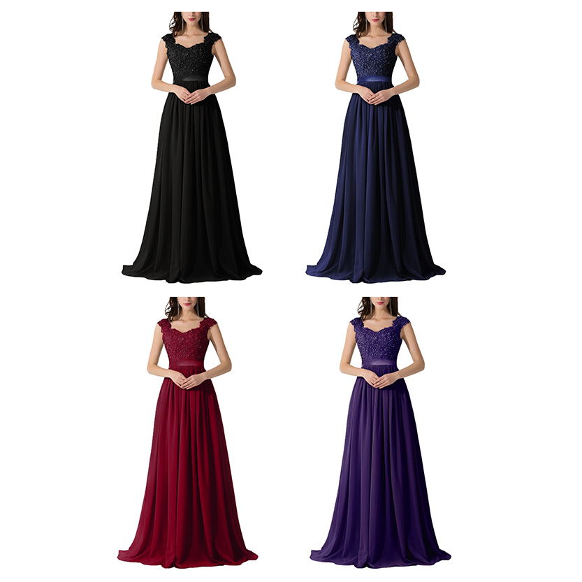 Funki Findz | Dresses | Women's Long Chiffon Satin Lace Dress