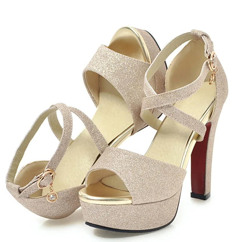Funki Findz Shoes | Women's Sequin High Platform Sandals