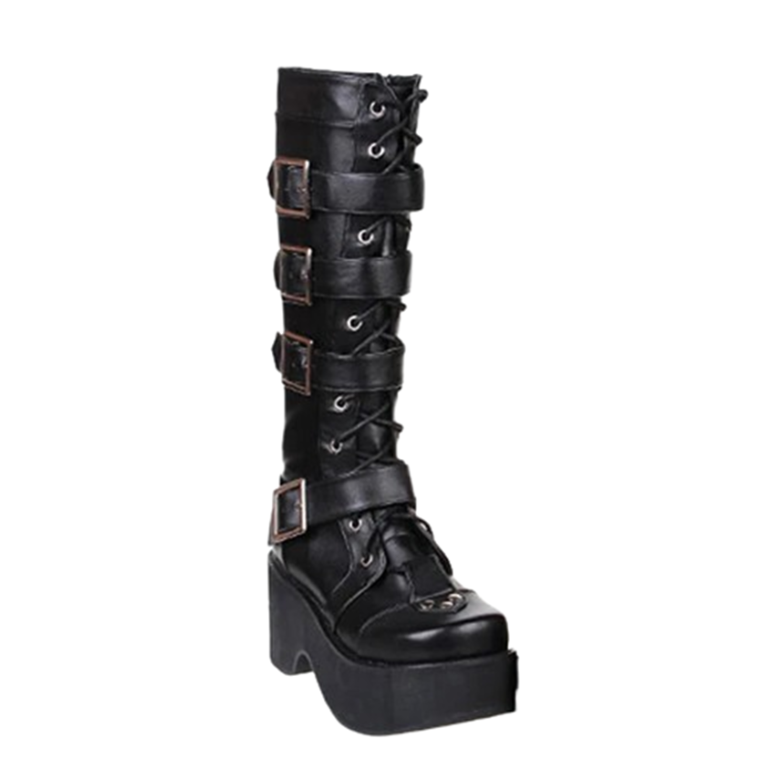 Funki Findz | Boots | Women's Gothic Punk 4 Strap Platform Boot