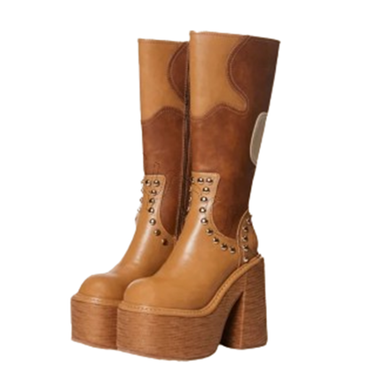 Funki Findz | Boots | Women's Red Buckle Strap Platform Boots