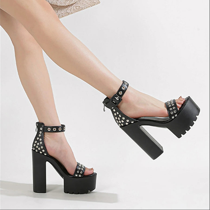 Funki Findz | Shoes | Women's Goth Rivet Dress Platform Sandal