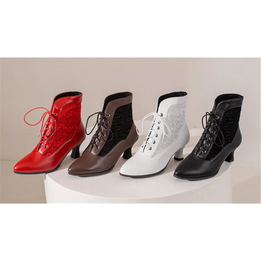Funki Findz | Boots | Women's Kitten Heel Victorian Granny Boot