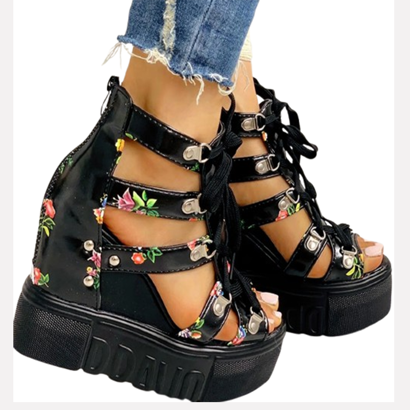 Funki Findz | Shoes | Women's Strappy Platform Wedge Shoes