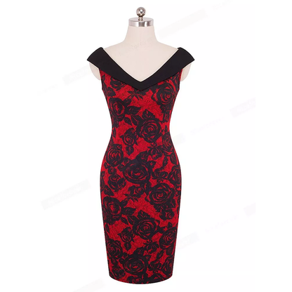Funki Findz | Dresses | Women's Floral Cocktail Pencil Dress