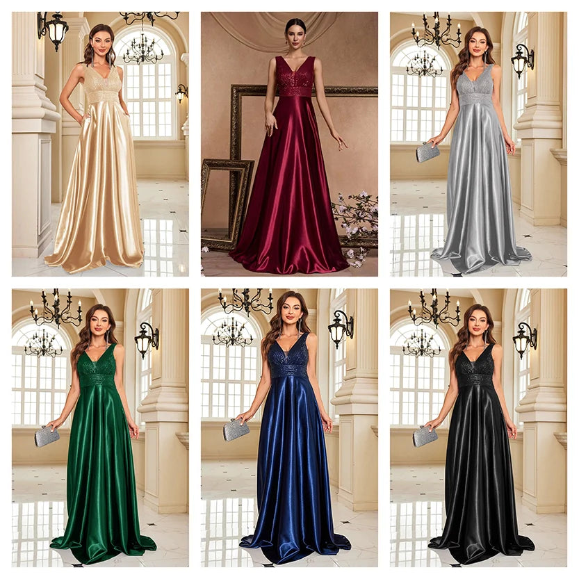 Funki Findz | Dresses | Women's Elegant Satin Sequin Dresses