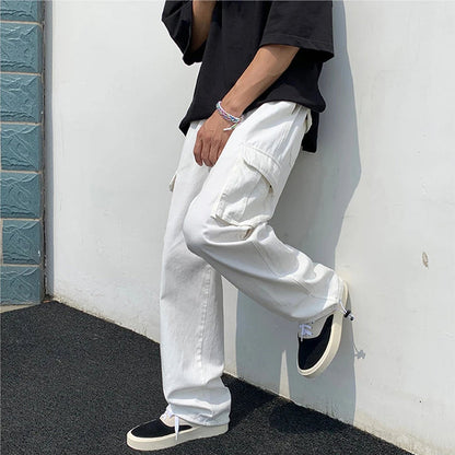 Funki Findz | Pants | Men's Loose Fit Long White Cargo Pants