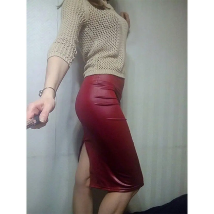 Funki Findz | Skirts | Women's Faux Leather Fitted Pencil Skirts