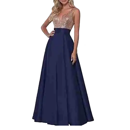 Funki Findz | Dresses | Women's Satin Sequin Evening Dress