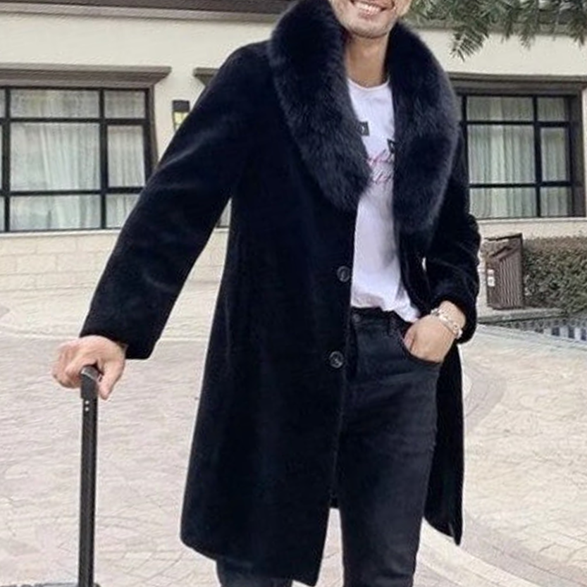 Funki Findz | Jackets | Men's Long Faux Fur Buttoned Up Coat