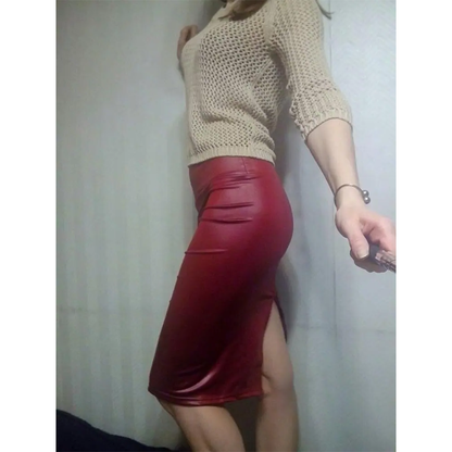 Funki Findz | Skirts | Women's Faux Leather Fitted Pencil Skirts