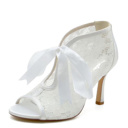 Funki Findz | Shoes | Women's Floral Lace Satin Tie Bridal Shoes
