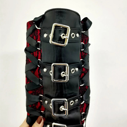 Funki Findz | Boots | Women's Ribbon Lace Up Platform Boots
