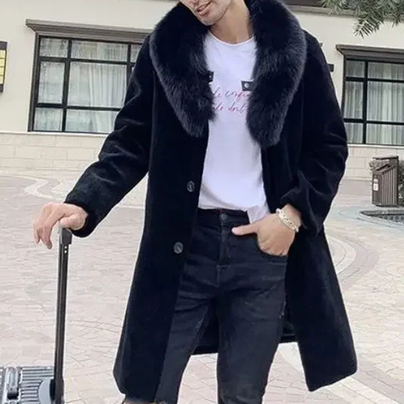 Funki Findz | Jackets | Men's Long Faux Fur Buttoned Up Coat
