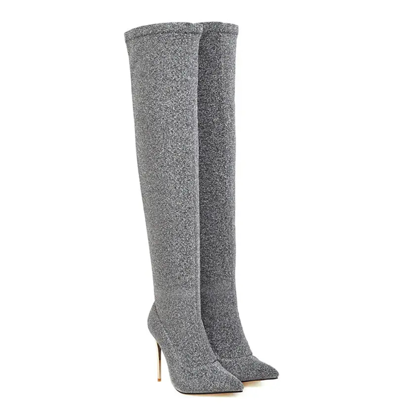 Funki Findz | Boots | Women's Cloth Leopard Print Stiletto Boots