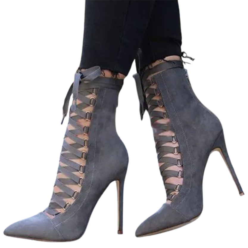 Funki Findz | Boots | Women's Lace Up High Heel Ankle Boots
