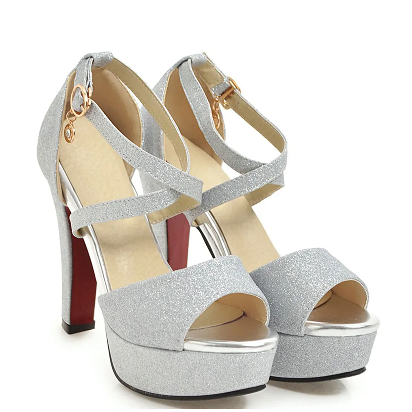 Funki Findz Shoes | Women's Sequin High Platform Sandals