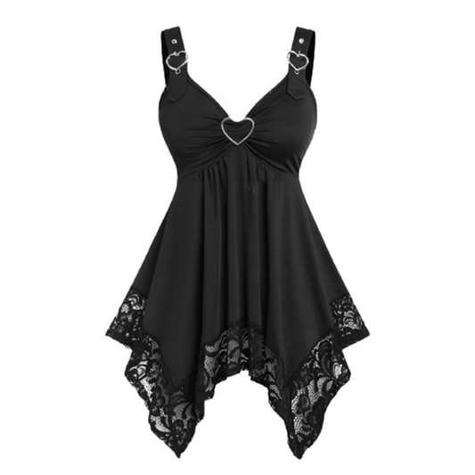 Funki Findz | Shirts | Women's Gothic Lace Hanky Hem Shirt