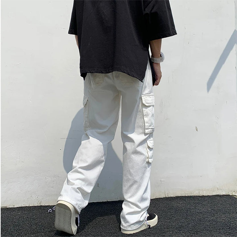 Funki Findz | Pants | Men's Loose Fit Long White Cargo Pants