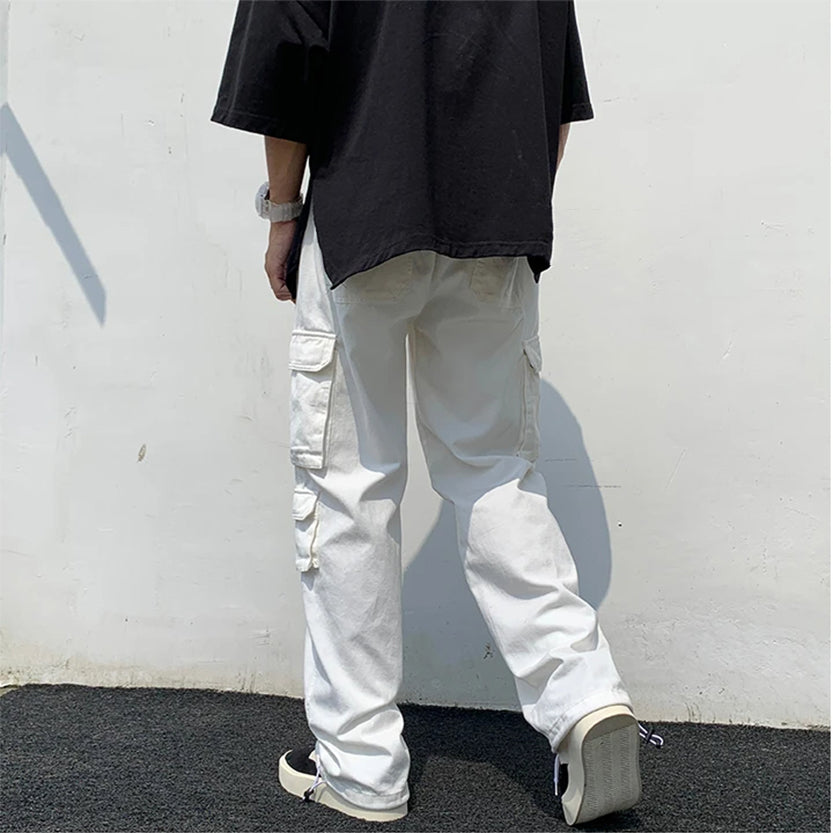 Funki Findz | Pants | Men's Loose Fit Long White Cargo Pants