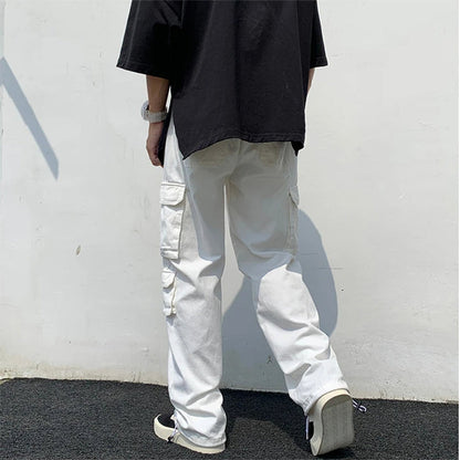 Funki Findz | Pants | Men's Loose Fit Long White Cargo Pants
