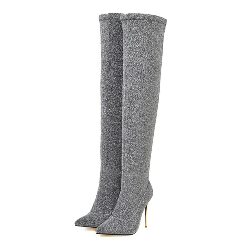 Funki Findz | Boots | Women's Cloth Leopard Print Stiletto Boots