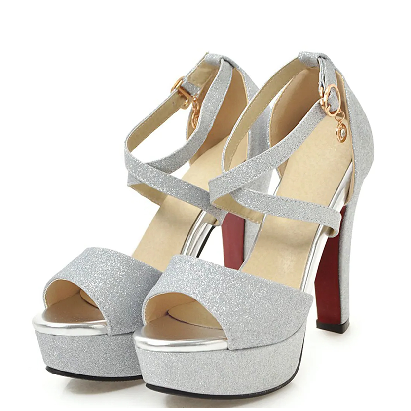 Funki Findz Shoes | Women's Sequin High Platform Sandals