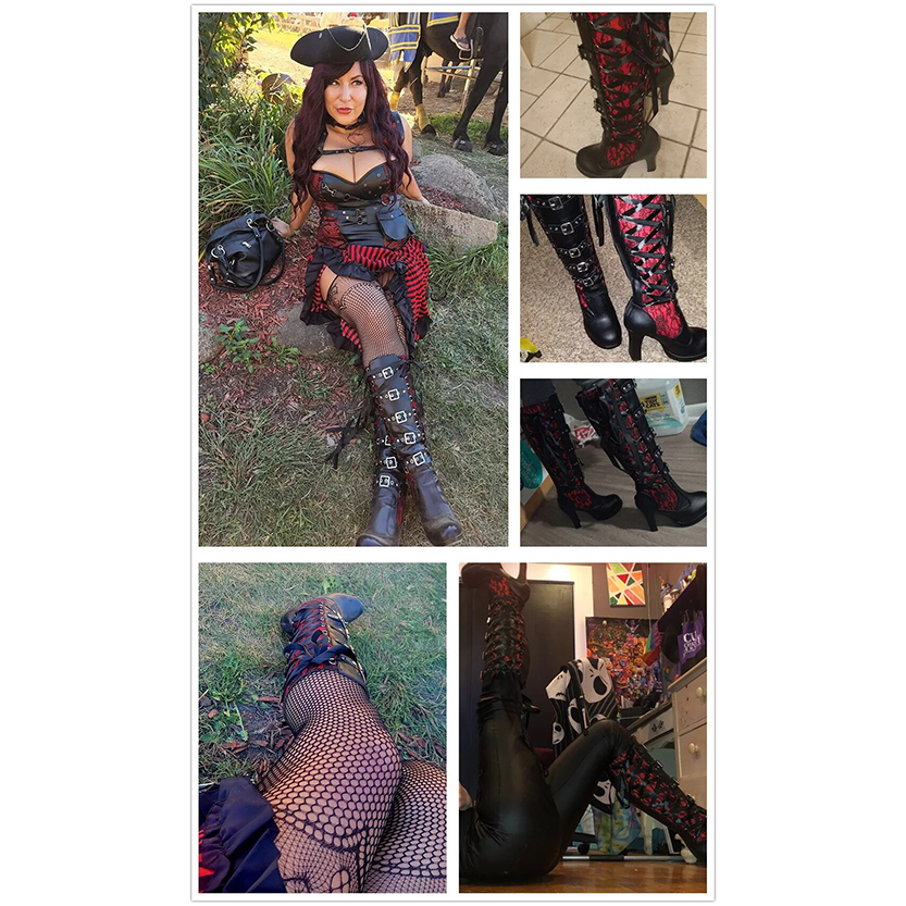 Funki Findz | Boots | Women's Ribbon Lace Up Platform Boots