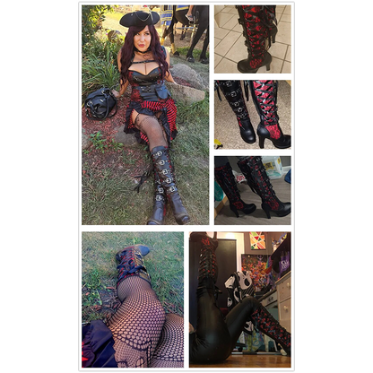 Funki Findz | Boots | Women's Ribbon Lace Up Platform Boots