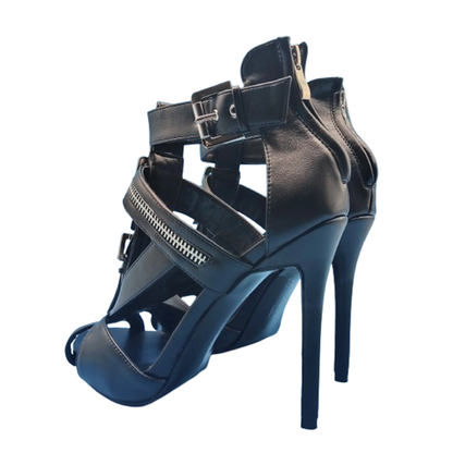 Funki Findz | Shoes | Women's Buckle Strap Zip Stiletto Sandals