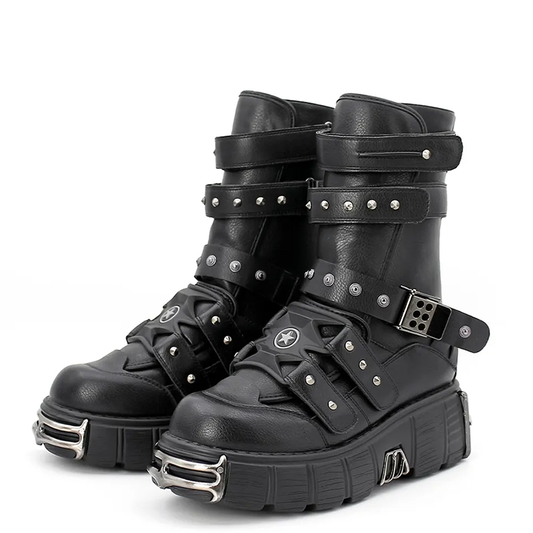 Funki Findz | Boots | Women's Gothic Punk Buckle Strap Boots