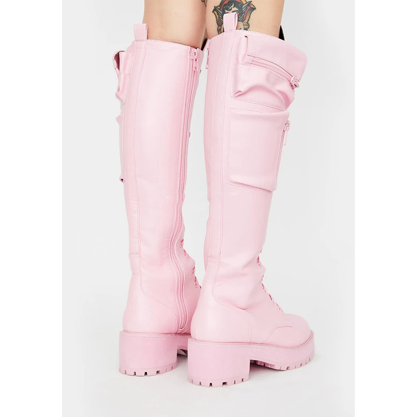 Funki Findz | Boots | Women's Knee High Goth Zip Pouch Boots