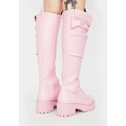 Funki Findz | Boots | Women's Knee High Goth Zip Pouch Boots