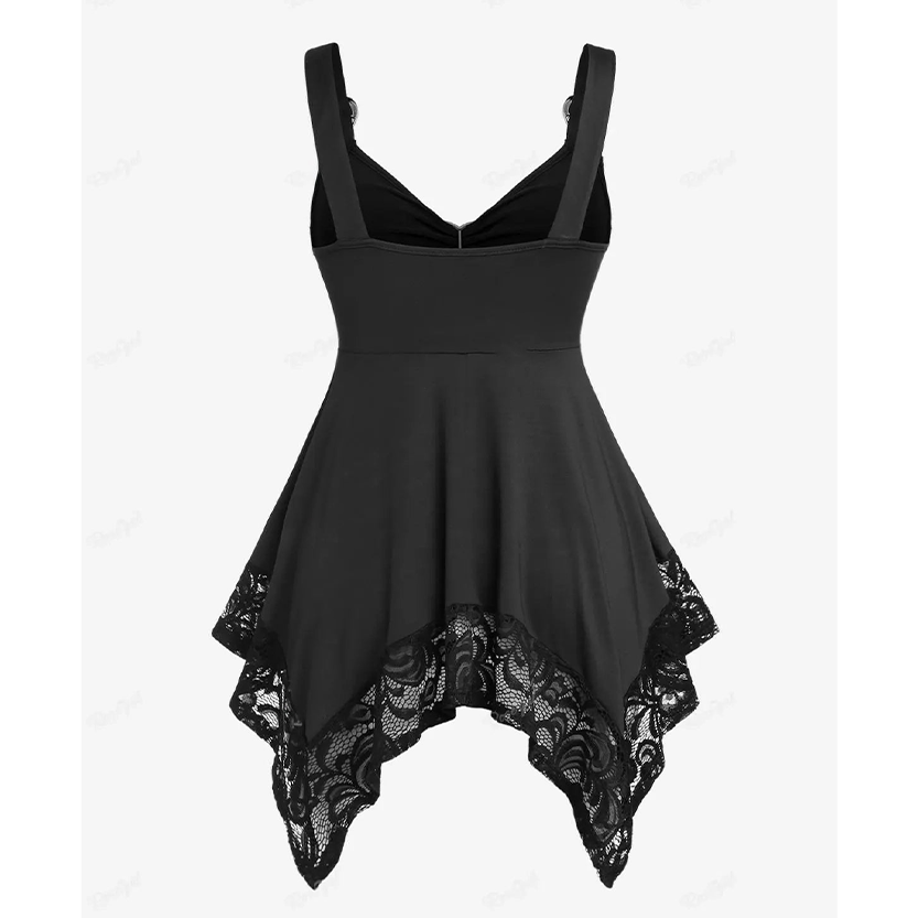 Funki Findz | Shirts | Women's Gothic Lace Hanky Hem Shirt