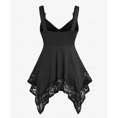 Funki Findz | Shirts | Women's Gothic Lace Hanky Hem Shirt