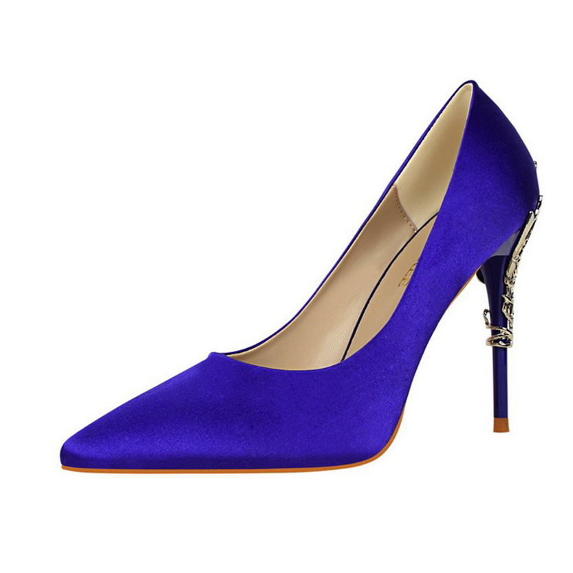 Funki Findz | Shoes | Women's Silk Stilettos | Metal Carved Heels