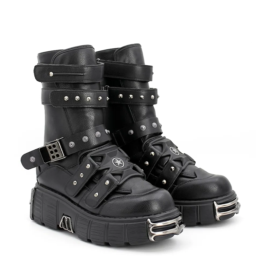 Funki Findz | Boots | Women's Gothic Punk Buckle Strap Boots