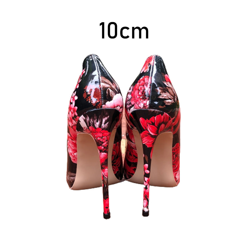 Funki Findz | Shoes | Women's Glossy Floral Print High Stilettos