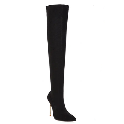 Funki Findz | Boots | Women's Cloth Leopard Print Stiletto Boots
