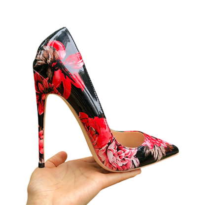 Funki Findz | Shoes | Women's Glossy Floral Print High Stilettos